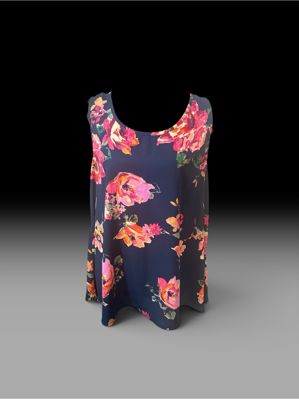 Everly Navy Floral Camisole with Pink and Orange Blooms